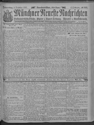 Münchner neueste Nachrichten Donnerstag 4. Dezember 1890