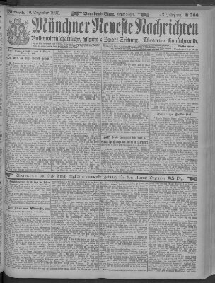 Münchner neueste Nachrichten Mittwoch 10. Dezember 1890