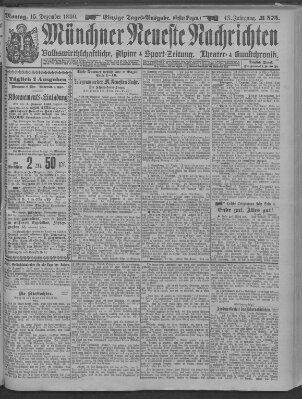 Münchner neueste Nachrichten Montag 15. Dezember 1890