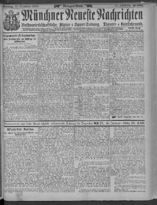 Münchner neueste Nachrichten Freitag 19. Dezember 1890