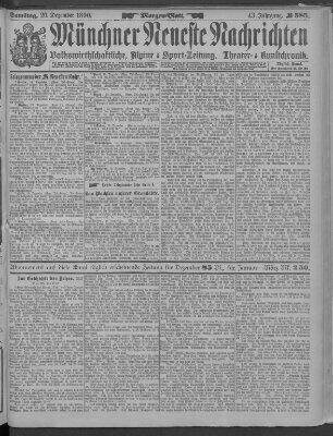 Münchner neueste Nachrichten Samstag 20. Dezember 1890