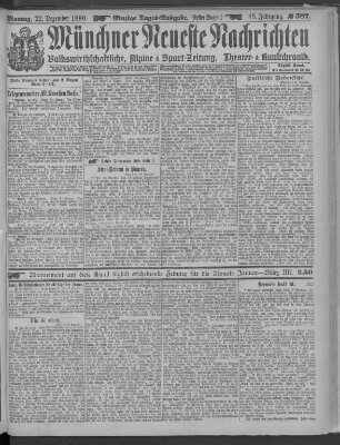 Münchner neueste Nachrichten Montag 22. Dezember 1890