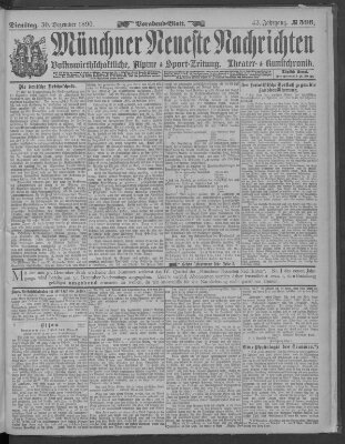 Münchner neueste Nachrichten Dienstag 30. Dezember 1890