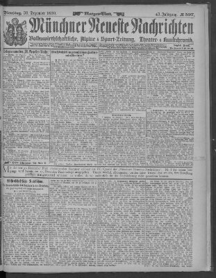 Münchner neueste Nachrichten Dienstag 30. Dezember 1890