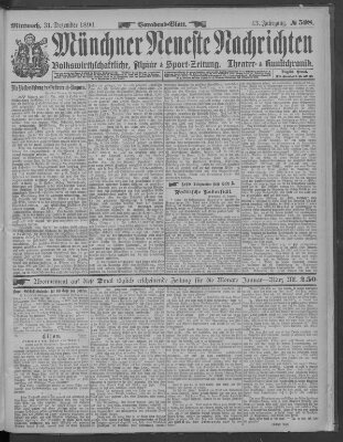 Münchner neueste Nachrichten Mittwoch 31. Dezember 1890