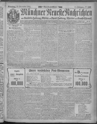 Münchner neueste Nachrichten Samstag 20. September 1902