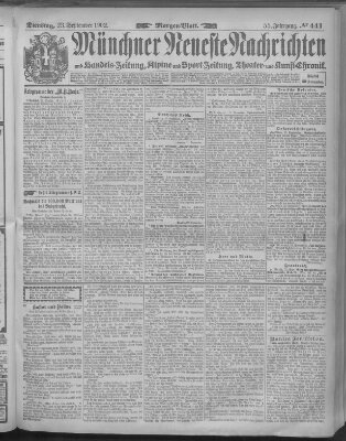 Münchner neueste Nachrichten Dienstag 23. September 1902