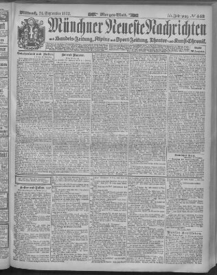 Münchner neueste Nachrichten Mittwoch 24. September 1902