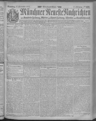 Münchner neueste Nachrichten Samstag 27. September 1902