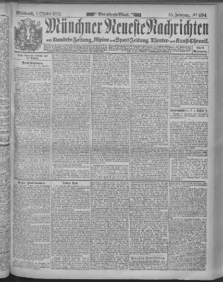 Münchner neueste Nachrichten Mittwoch 1. Oktober 1902