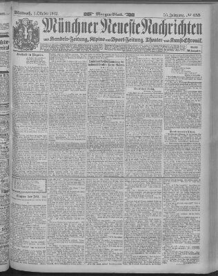 Münchner neueste Nachrichten Mittwoch 1. Oktober 1902