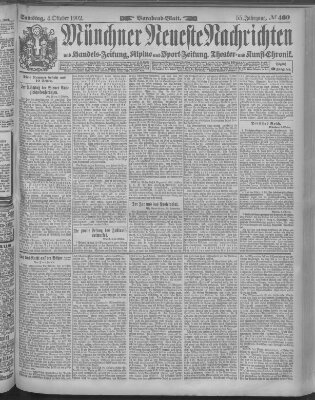 Münchner neueste Nachrichten Samstag 4. Oktober 1902