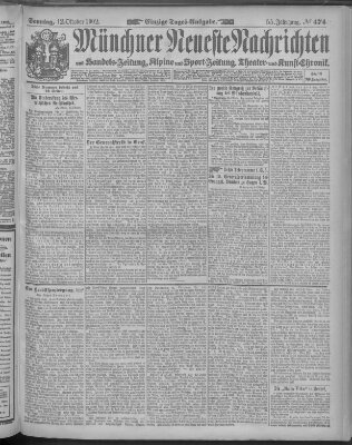 Münchner neueste Nachrichten Sonntag 12. Oktober 1902