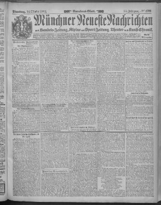 Münchner neueste Nachrichten Dienstag 14. Oktober 1902