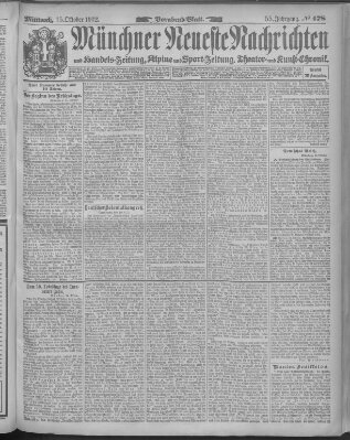 Münchner neueste Nachrichten Mittwoch 15. Oktober 1902