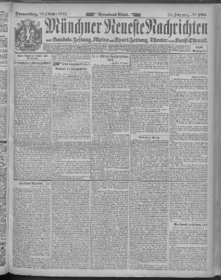 Münchner neueste Nachrichten Donnerstag 16. Oktober 1902