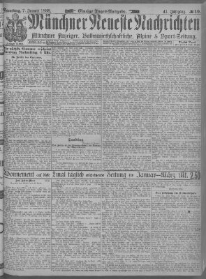 Münchner neueste Nachrichten Samstag 7. Januar 1888