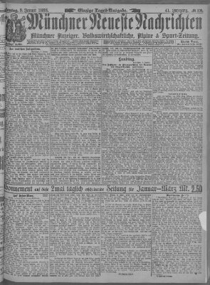 Münchner neueste Nachrichten Montag 9. Januar 1888