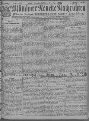 Münchner neueste Nachrichten Mittwoch 11. Januar 1888