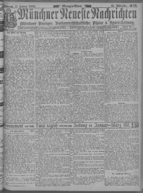 Münchner neueste Nachrichten Mittwoch 11. Januar 1888