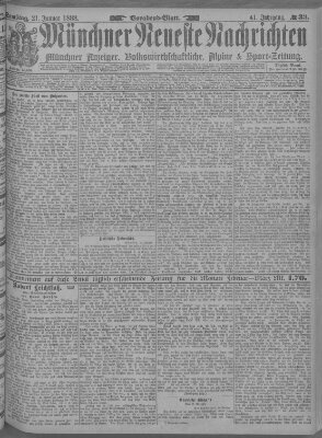 Münchner neueste Nachrichten Samstag 21. Januar 1888