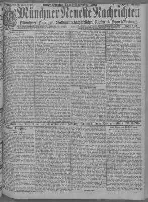 Münchner neueste Nachrichten Sonntag 22. Januar 1888