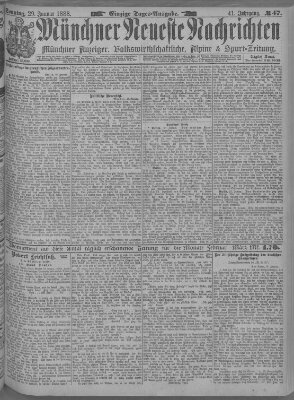 Münchner neueste Nachrichten Sonntag 29. Januar 1888