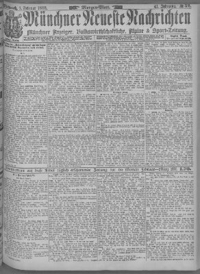 Münchner neueste Nachrichten Mittwoch 1. Februar 1888