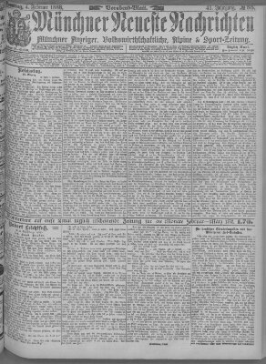 Münchner neueste Nachrichten Samstag 4. Februar 1888