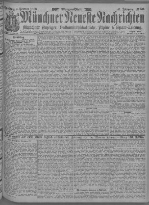 Münchner neueste Nachrichten Samstag 4. Februar 1888