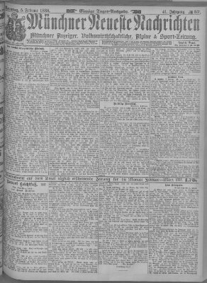 Münchner neueste Nachrichten Sonntag 5. Februar 1888