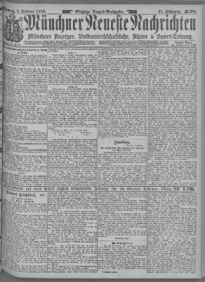 Münchner neueste Nachrichten Montag 6. Februar 1888