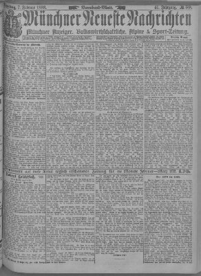 Münchner neueste Nachrichten Dienstag 7. Februar 1888