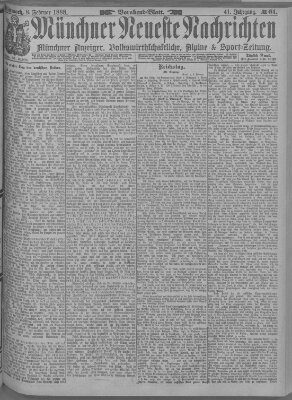 Münchner neueste Nachrichten Mittwoch 8. Februar 1888