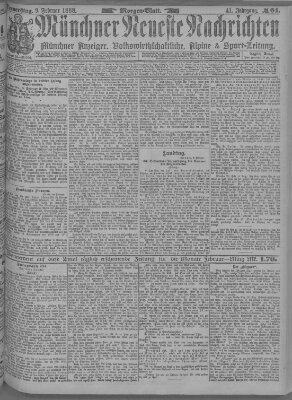 Münchner neueste Nachrichten Donnerstag 9. Februar 1888