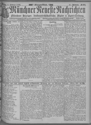 Münchner neueste Nachrichten Samstag 11. Februar 1888