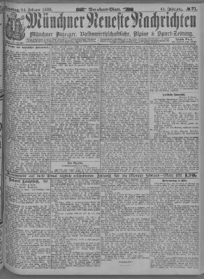 Münchner neueste Nachrichten Dienstag 14. Februar 1888