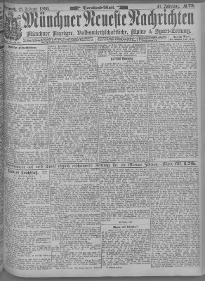 Münchner neueste Nachrichten Mittwoch 15. Februar 1888