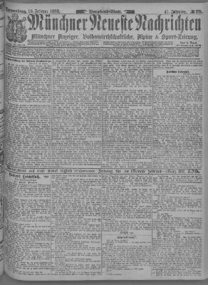 Münchner neueste Nachrichten Donnerstag 16. Februar 1888