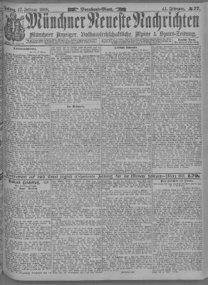 Münchner neueste Nachrichten Freitag 17. Februar 1888