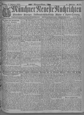 Münchner neueste Nachrichten Freitag 17. Februar 1888