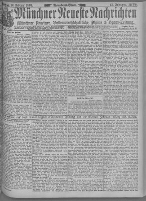 Münchner neueste Nachrichten Samstag 18. Februar 1888