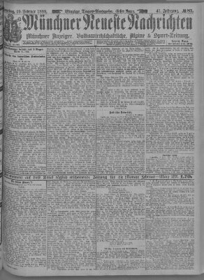 Münchner neueste Nachrichten Sonntag 19. Februar 1888