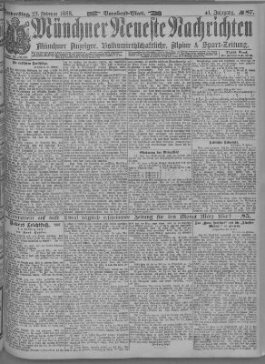 Münchner neueste Nachrichten Donnerstag 23. Februar 1888