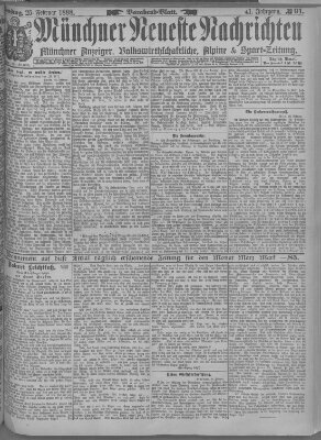 Münchner neueste Nachrichten Samstag 25. Februar 1888