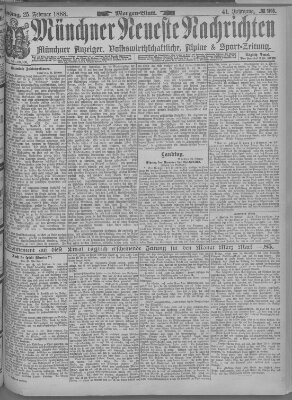 Münchner neueste Nachrichten Samstag 25. Februar 1888