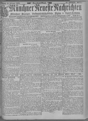 Münchner neueste Nachrichten Mittwoch 29. Februar 1888