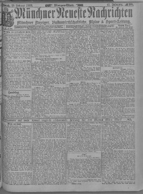 Münchner neueste Nachrichten Mittwoch 29. Februar 1888