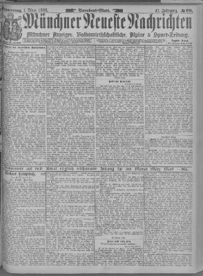 Münchner neueste Nachrichten Donnerstag 1. März 1888