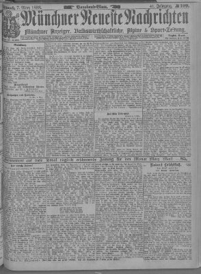 Münchner neueste Nachrichten Mittwoch 7. März 1888